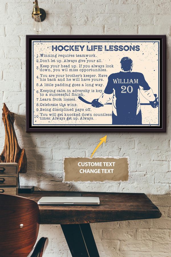 Hockey Life Lessons Personalized Canvas Sport Gift For Hockey Player Hockey Lover Framed Matte Canvas Framed Prints, Canvas Paintings - Image 2