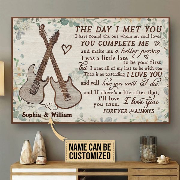 Personalized Canvas Painting Frames Guitar Floral The Day I Met Framed Prints, Canvas Paintings