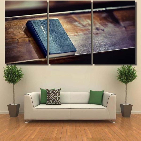 Book Holy Bible On Old Wooden Jesus Christian Premium Multi Canvas Prints, Multi Piece Panel Canvas Luxury Gallery Wall Fine Art Print - Image 5