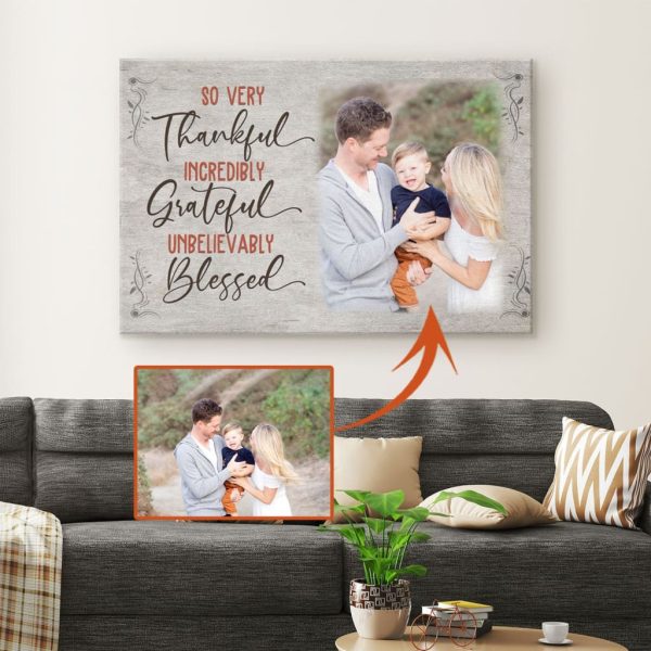 Thankful Grateful Blessed Personalized Custom Photo Canvas Print - Image 2