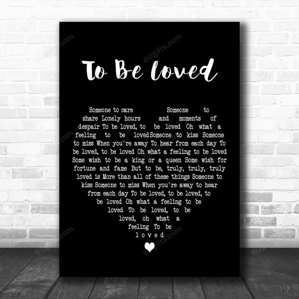 Jackie Wilson To Be Loved Black Heart Decorative Art Gift Song Lyric Print - Canvas Print Wall Art Home Decor