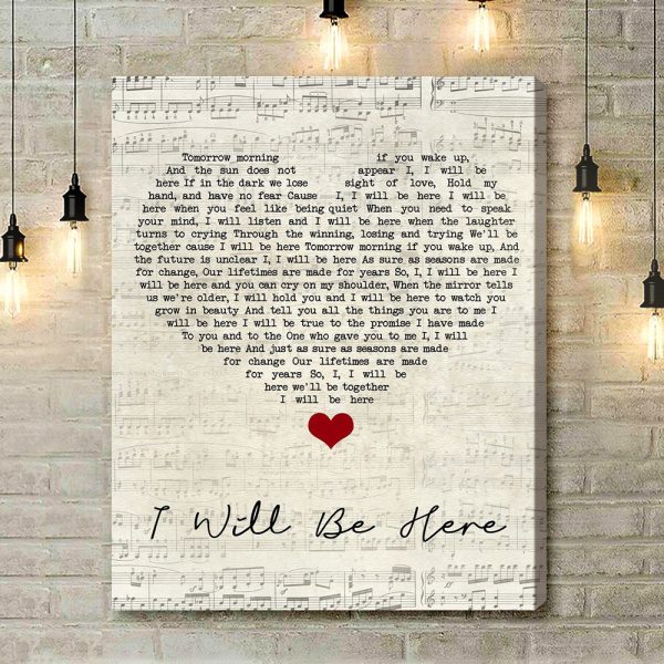 Steven Curtis Chapman I Will Be Here Script Heart Song Lyric Art Print - Canvas Print Wall Art Home Decor