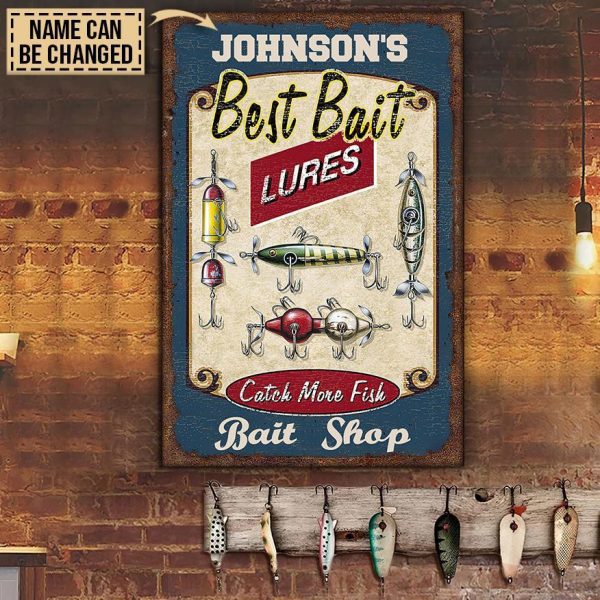 here Gifts Personalized Fishing Best Lures Bait Shop Canvas Home Decor - Image 2