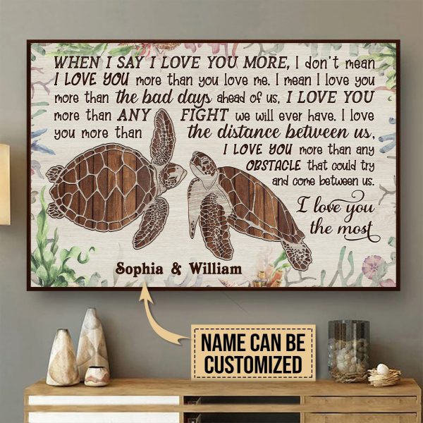 here Gifts Personalized Sea Turtle I Love You The Most Canvas Home Decor