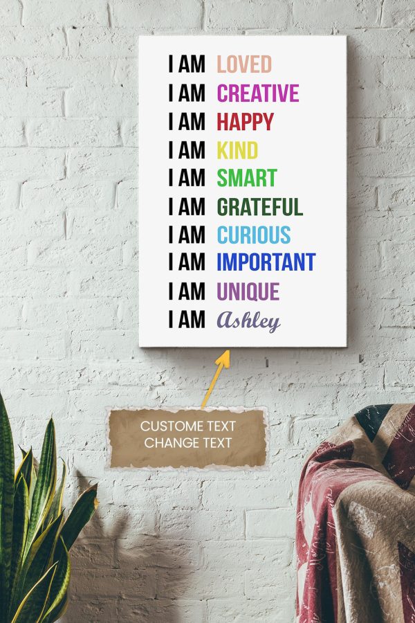 I Am Loved Personalized Canvas Motivation Gift For Housewarming Canvas Gallery Painting Wrapped Canvas Framed Prints, Canvas Paintings - Image 2