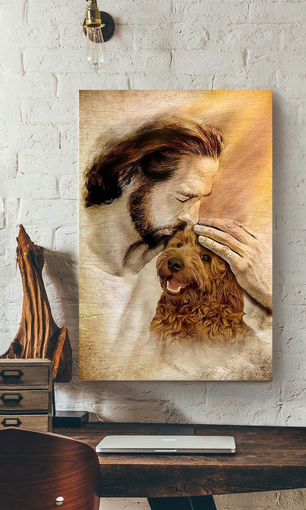 Jesus With F Poodle God For Gift For Dog Lovers Christian Canvas Gallery Painting Wrapped Canvas Framed Prints, Canvas Paintings - Image 2