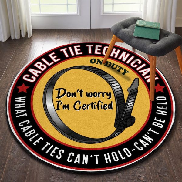 Cable Tie Technician Hot Rod Round Mat Round Floor Mat Room Rugs Carpet Outdoor Rug Washable Rugs