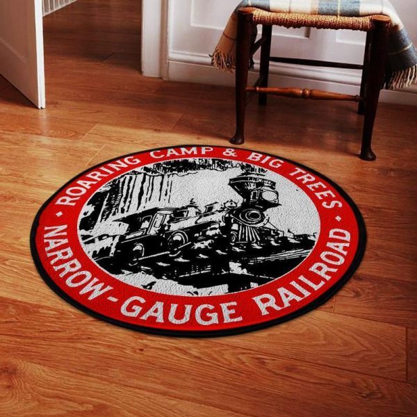 Reproduction Red Big Trees Railroad Roaring Camp & Big Trees Narrow Round Floor Mat Room Rugs Carpet Gauge Railroad Round Mat Round Floor Mat Room Rugs Carpet Outdoor Rug Washable Rugs