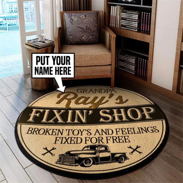 Personalized Fixing Shop Broken Toy's And Feeling Living Room Round Mat Circle Rug