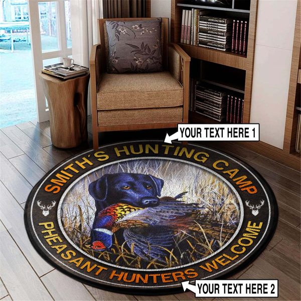 Personalized Pheasant Hunting Camps Round Rug, Carpet 06888