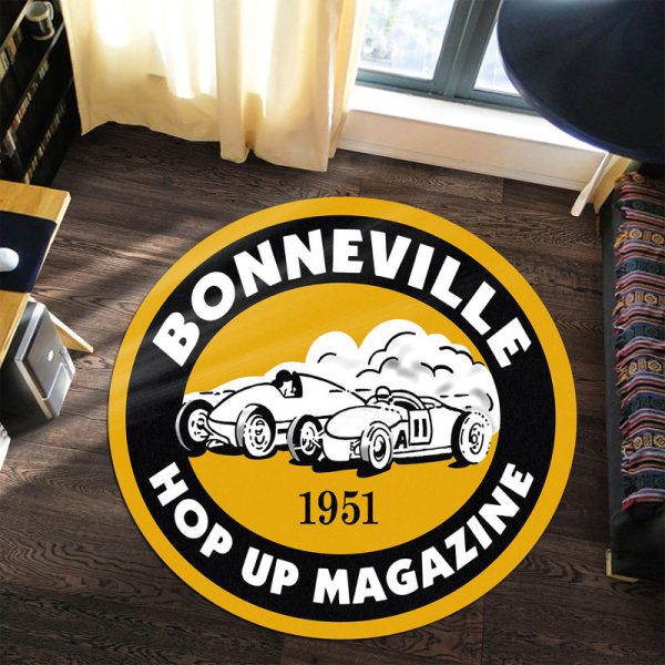 Bonneville 1951 Vintage Style Hot Rod Round Mat Round Floor Mat Room Rugs Carpet Outdoor Rug Washable Rugs - Image 3