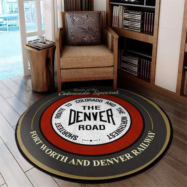 Fwdrr Living Room Round Mat Circle Rug Fort Worth & Denver Railroad - Image 2