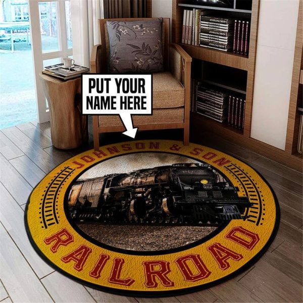 Personalize Union Pacific Big Boy 4Round Floor Mat Room Rugs Carpet Outdoor Rug Washable Rugs - Image 2