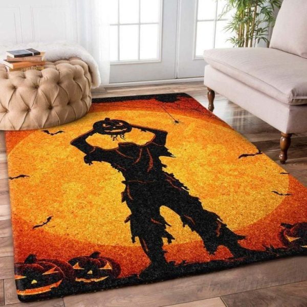 Happy Halloween Witch Pumpkin Skeleton Spider Vampire Bats Area Rug Carpet Carpet