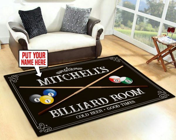 personalized Billiard Room rug 05827 Living Room Rugs, Bedroom Rugs, Kitchen Rugs