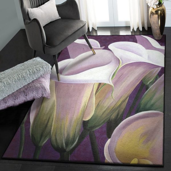 Lily Cool Rugs Calla Lily Rug Rectangle Rugs Washable Area Rug Non-Slip Carpet For Living Room Bedroom