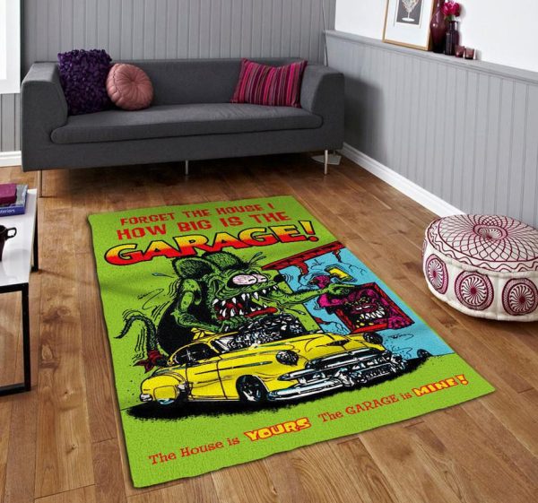 Rat Fink Hot Rod Garage Area Rug Carpet