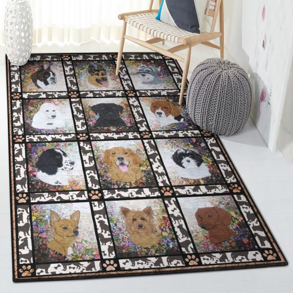 Puppy Washable Rugs Dog Rug Rectangle Rugs Washable Area Rug Non-Slip Carpet For Living Room Bedroom