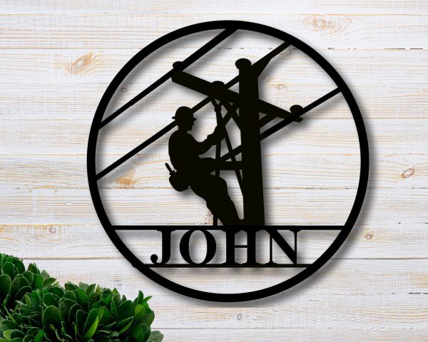 Lineman Last Name Metal Sign, Lineman Gift, Lineman Sign, Personalized - Image 4