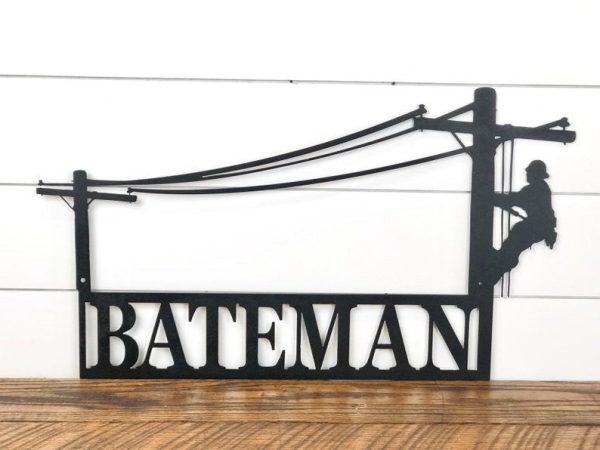 Lineman Last Name Metal Sign, Lineman Gift, Lineman Sign, Personalized