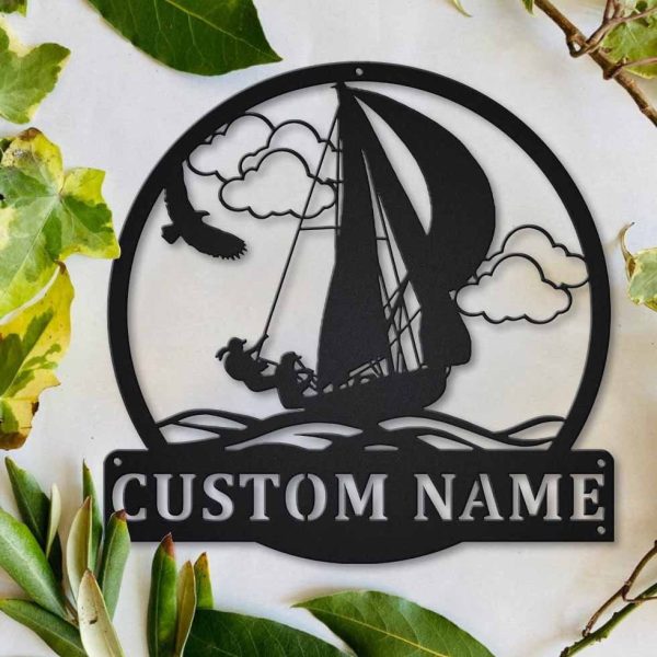 Personalized Sailing Monogram Metal Sign Art, Custom Sailing Metal Sig - Image 2