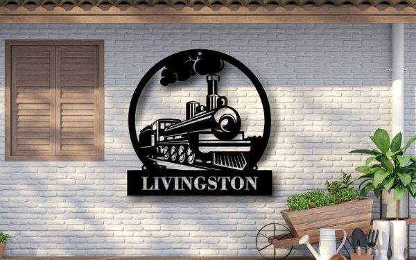 Train Metal Sign Metal Wall Decor, Custom Metal Name Sign, Railroad Si