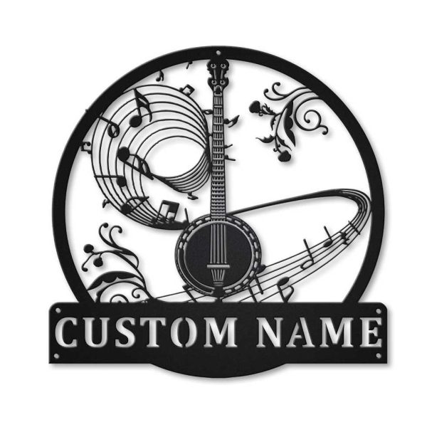 Personalized Banjo Music Metal Sign Art, Custom Banjo Music Metal Sign