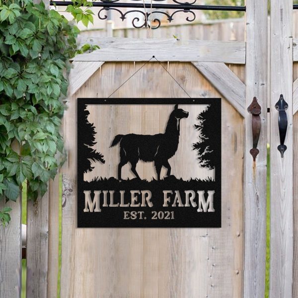 Personalized Metal Farm Sign Llama, Custom Outdoor Farmhouse, Ranch, S - Image 2