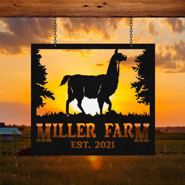 Personalized Metal Farm Sign Llama, Custom Outdoor Farmhouse, Ranch, S - Image 3