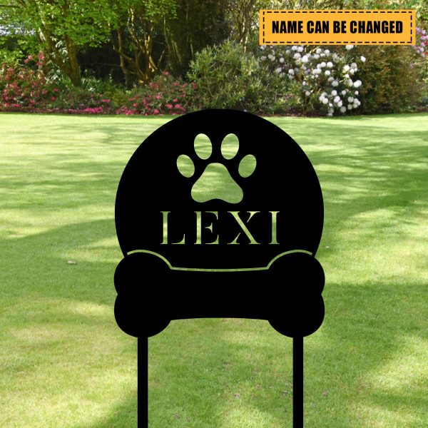 Personalized Dog Paw Bone Metal Sign, Custom Pet Home Decor, Metal Las - Image 2