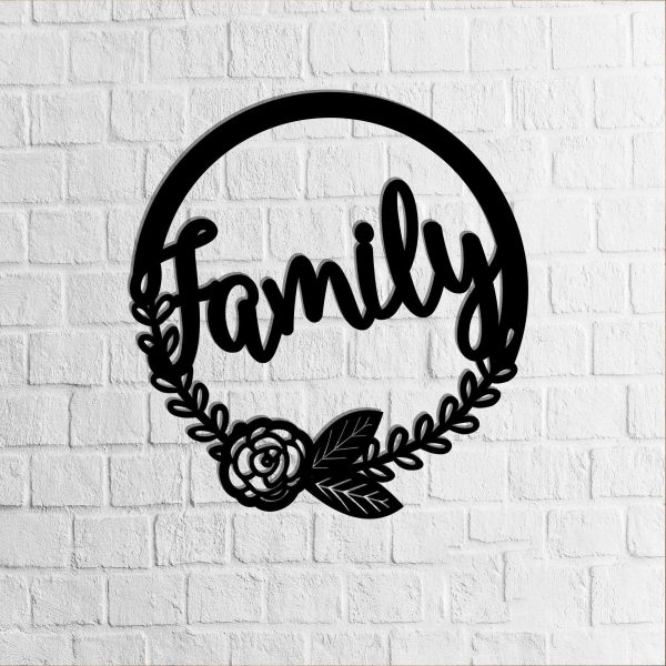 Family Wreath Door Wreath Flower Wreath Metal Sign Plasma Cut Steel Si