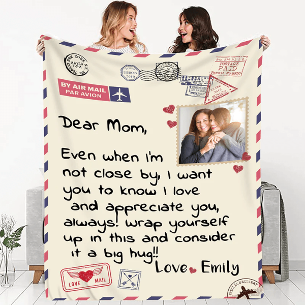 Personalized Mom Blanket Photo, Letter to Mom, Gifts from Daughter, So