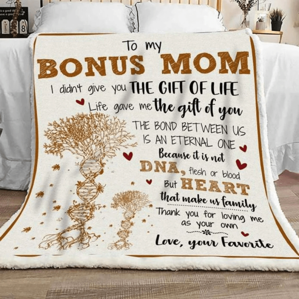 To my Bonus Mom blanket Step Mom blanket Personalized Fleece Sherpa Bl