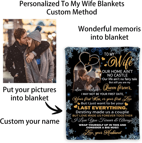 Custom Wife Gifts Blanket With Picture & Names Change - I Love You Gif - Image 2