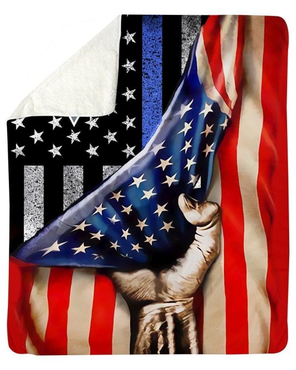 Indiana State Police American Flag Fleece Blanket