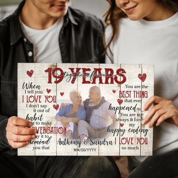 Personalized Photo Canvas Prints, Gifts For Couples, Happy 19th Anniversary Gift For Husband And Wife, Together And Forever When I Tell You Dem Canvas - Image 3