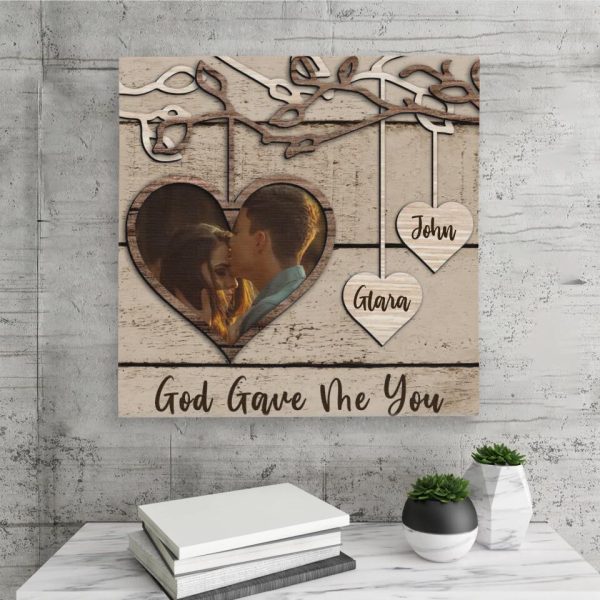 Personalized Canvas Prints Custom Name And Upload Photo - God Gave Me You Wooden Name Sign Dem Canvas - Image 5