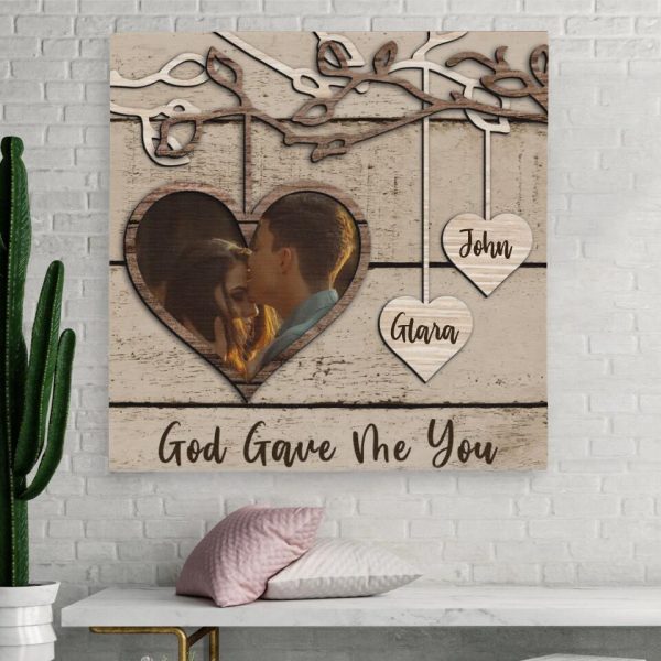 Personalized Canvas Prints Custom Name And Upload Photo - God Gave Me You Wooden Name Sign Dem Canvas - Image 7