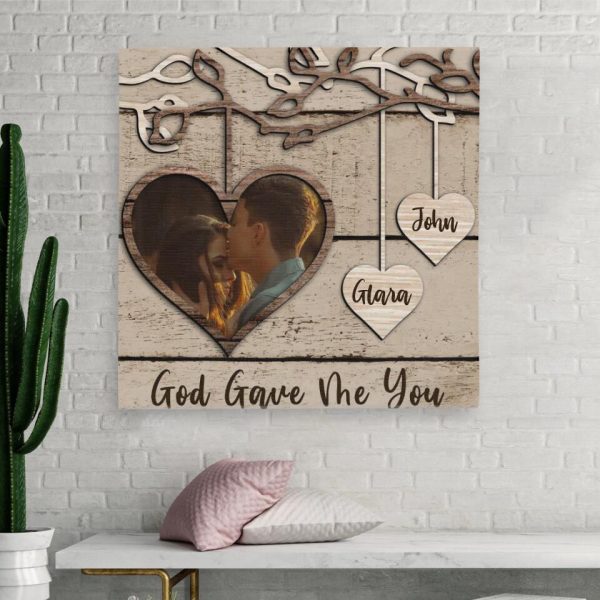 Personalized Canvas Prints Custom Name And Upload Photo - God Gave Me You Wooden Name Sign Dem Canvas - Image 8