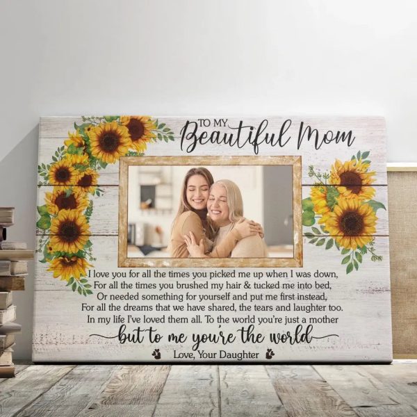 Personalized Canvas Prints Upload Photo - To My Beautiful Mom, Mother's Day Dem Canvas - Image 3