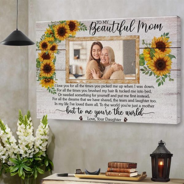 Personalized Canvas Prints Upload Photo - To My Beautiful Mom, Mother's Day Dem Canvas - Image 2