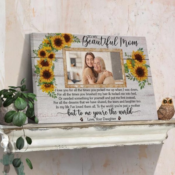 Personalized Canvas Prints Upload Photo - To My Beautiful Mom, Mother's Day Dem Canvas