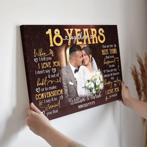 Personalized Photo Canvas Prints, Gifts For Couples, 18th Anniversary Gift For Husband And Wife, 18 Years When I Tell You I Love You Dem Canvas - Image 3