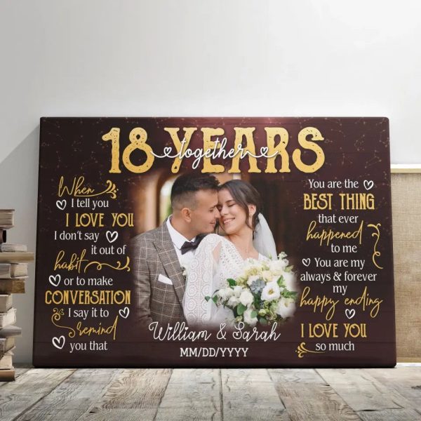 Personalized Photo Canvas Prints, Gifts For Couples, 18th Anniversary Gift For Husband And Wife, 18 Years When I Tell You I Love You Dem Canvas - Image 7