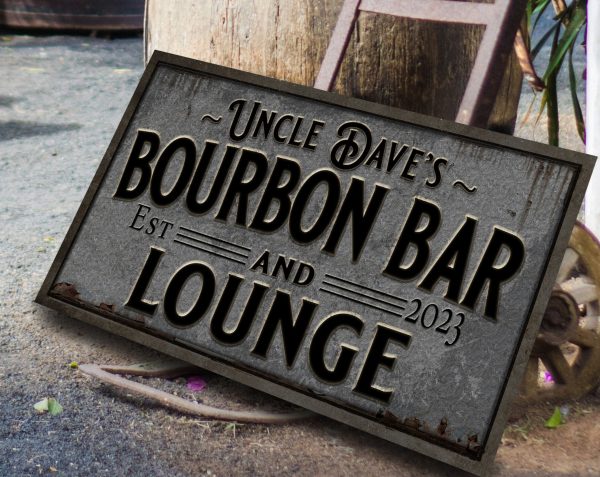 here Canvas Pewter Style Bourbon Bar Sign | Personalized Bourbon Sign | Bourbon Lounge Sign | Family Name Bar Sign | Family Bar Sign - Image 2