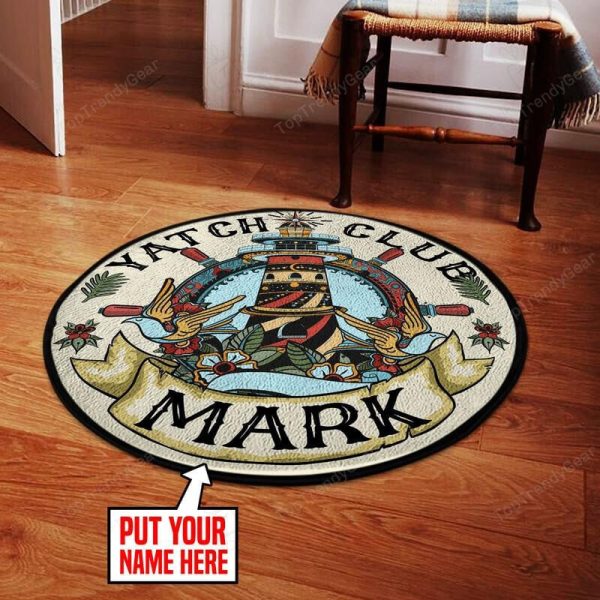 Personalized Classic Yacht Club Living Room Round Mat Circle Rug - Image 2