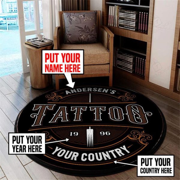 Personalized Tattoo Living Room Round Mat Circle Rug - Image 5