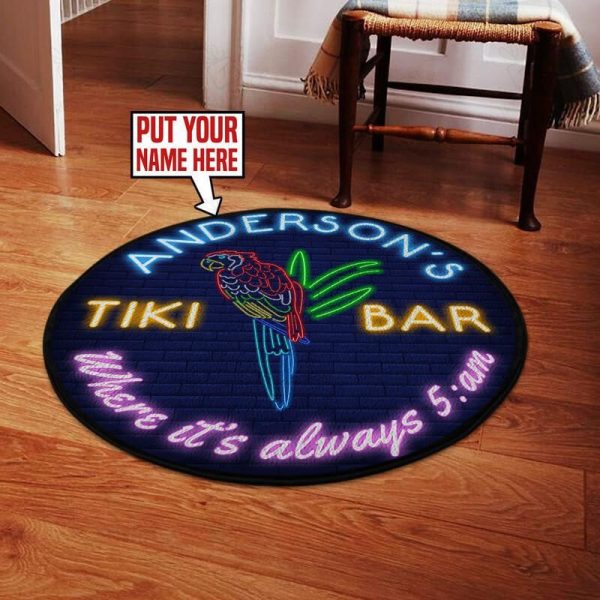 Tiki Bar Round Mat Round Floor Mat Room Rugs Carpet Outdoor Rug Washable Rugs