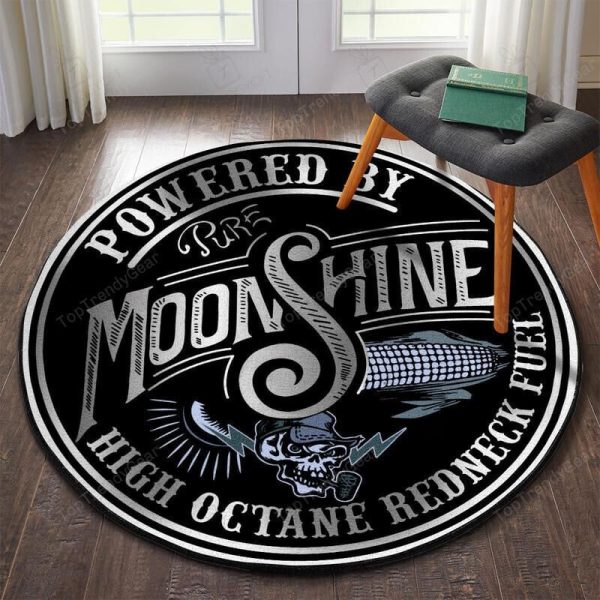 Powered By Pure Moonshine Round Mat Round Floor Mat Room Rugs Carpet Outdoor Rug Washable Rugs - Image 3