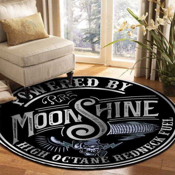 Powered By Pure Moonshine Round Mat Round Floor Mat Room Rugs Carpet Outdoor Rug Washable Rugs